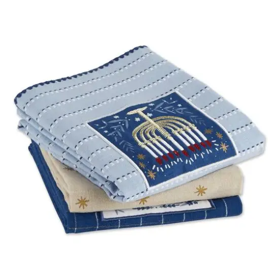 DII&reg; Assorted Hanukkah Embellished Dishtowel Set {3}