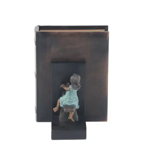 8" Brown Polystone Playing Children Bookends {5}