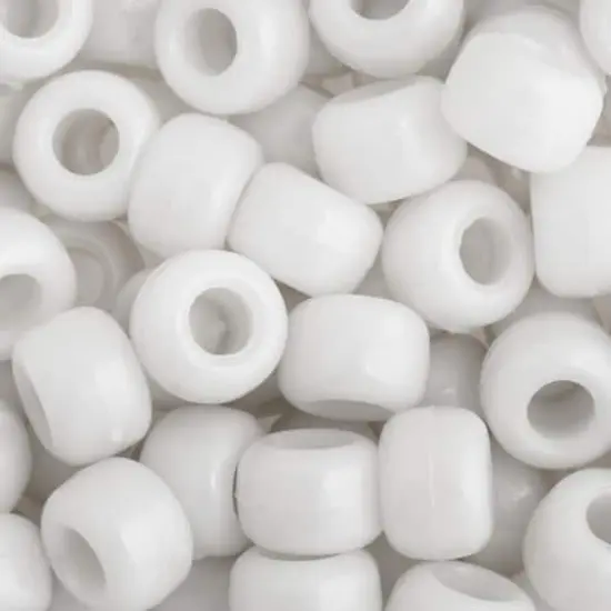 John Bead 9mm Opaque Plastic Pony Beads, 1,000ct. White {1}