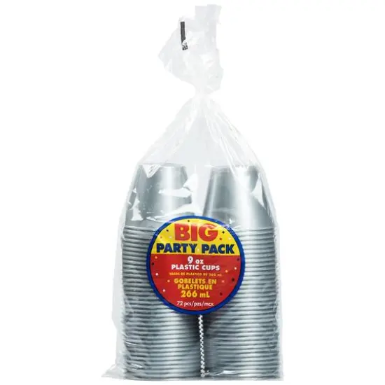 JAM Paper 9oz. Clear Plastic Cups, 72ct. Silver {3}