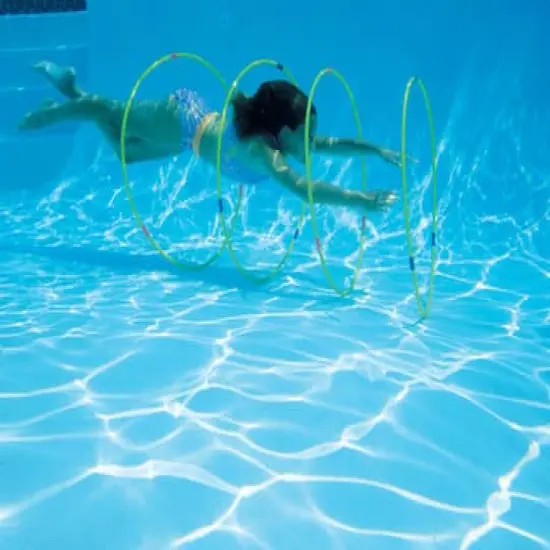Swim Central 30" Pink, Yellow, Blue Underwater Slalom Hoop Set {3}