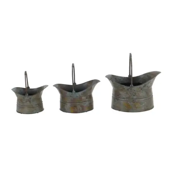 Silver Metal Rustic Planter Set {6}