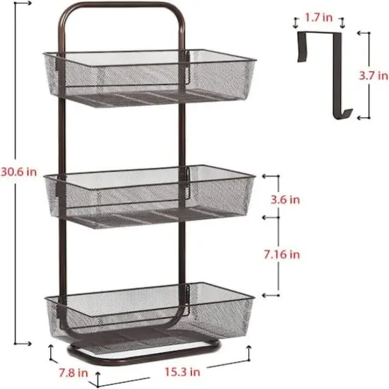 NEX&trade; 15" Over the Door Basket Organize Dark Brown {4}