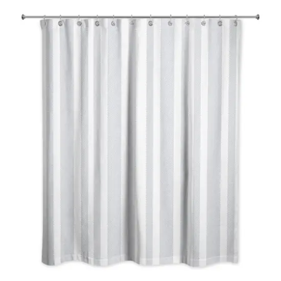 Textured Blue Stripes 71" x 74" Shower Curtain {1}