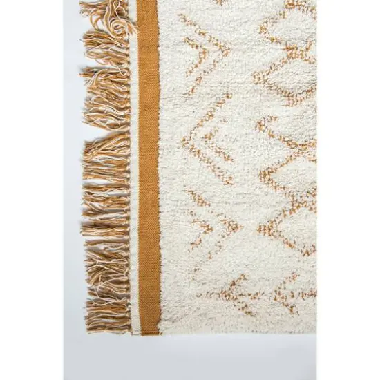 Hello Honey&reg; Natural & Mustard Cotton Tufted Rug with Fringe, 4ft. x 6ft. {5}