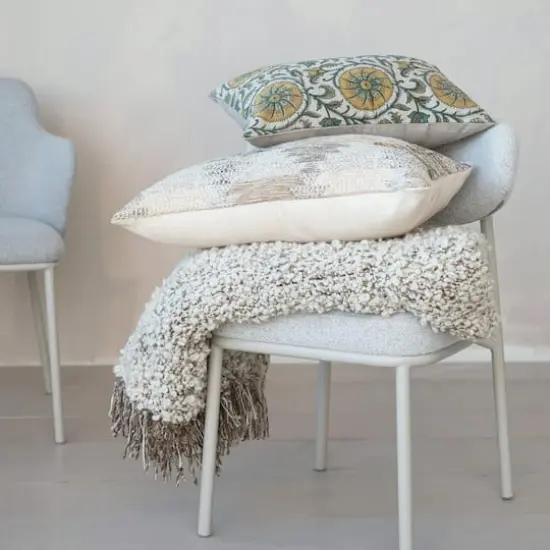 Hello Honey&reg; 20" x 14" Green & Yellow Verdant Charm Linen Lumbar Pillow {3}