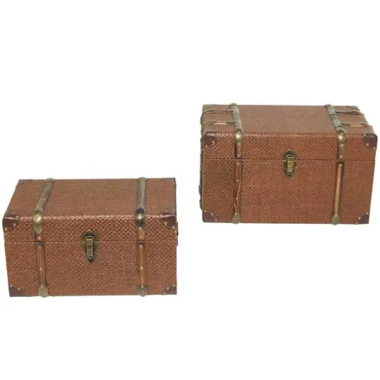 Brown Inspired Trunk with Latches & Leather Accent Set  {4}