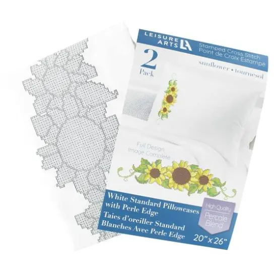 Leisure Arts&reg; Sunflower Pillowcase Stamped Cross Stitch Kit {4}