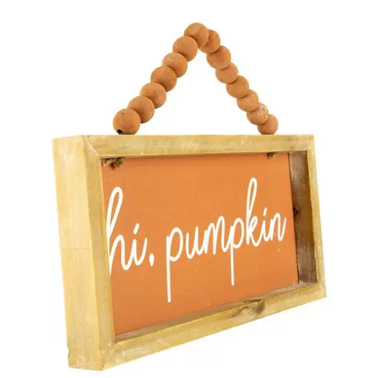 12" Orange Hi Pumpkin Autumn Harvest Wall Sign {3}