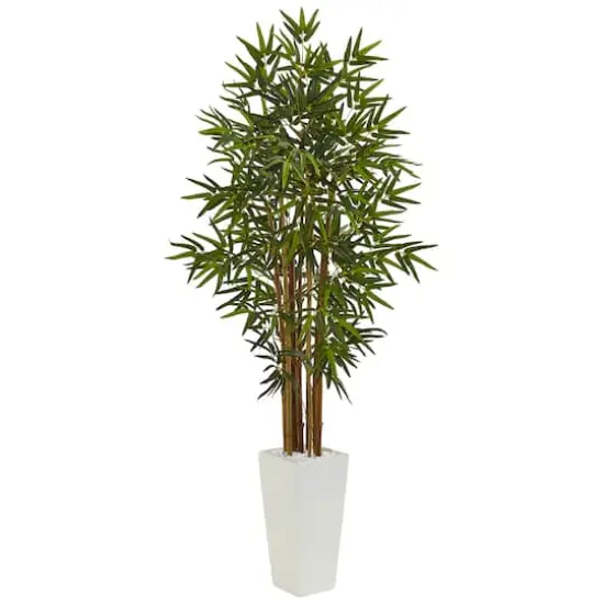 5ft. Artificial Bamboo Tree in White Tower Planter {1}