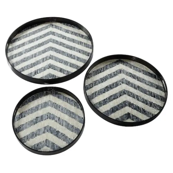 Black Mother of Pearl Modern Tray Set {1}
