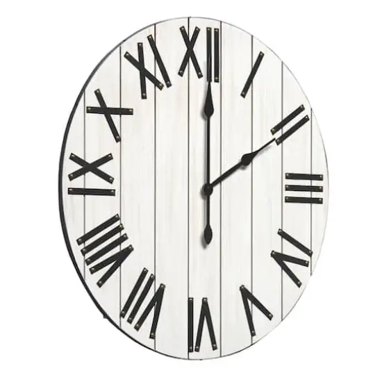 Elegant Designs Handsome 21" Farmhouse Wood Wall Clock White Wash {7}