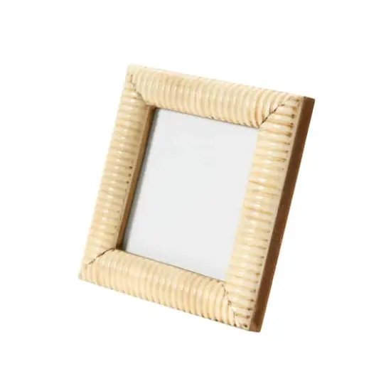 Hello Honey® Natural Hand-Carved Bone & MDF 4" x 4" Tabletop Frame with Ribbed Pattern {3}