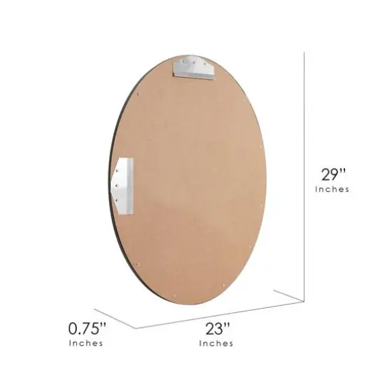 Classic Black Oval Metal Framed Beveled Vanity Wall Mirror - 23" x 29" {8}