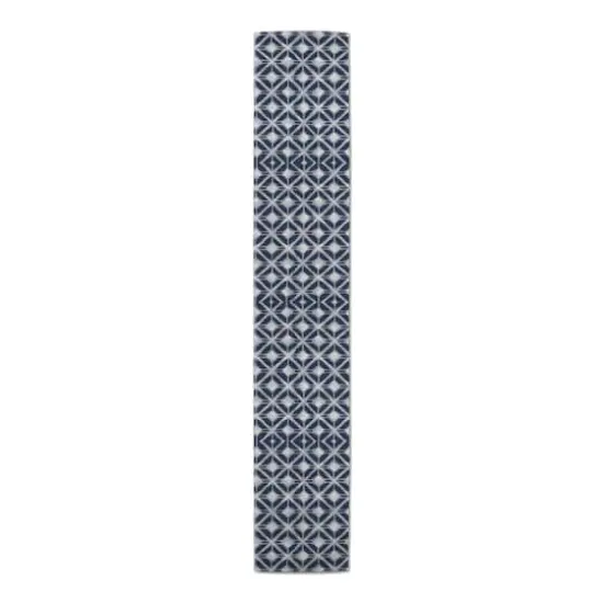 Navy Diamond Pattern 16" x 72" Cotton Twill Runner {4}