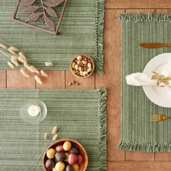 DII&reg; Variegated Fringe Cotton Placemats, 6ct. Artichoke Green {5}