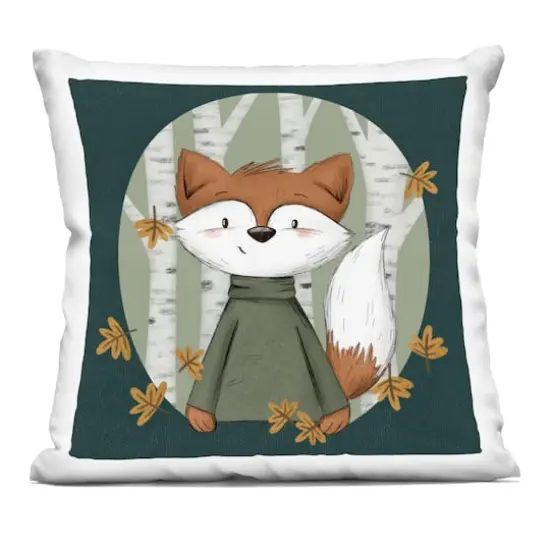 Stupell Industries Autumnal Fox & Birch Trees Decorative Printed Throw Pillow {1}