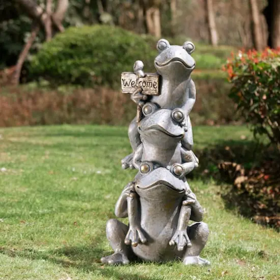 Glitzhome&reg; 28" Bronze Stacked Frog Statue {3}