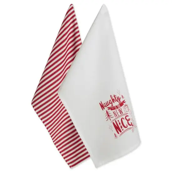 DII&reg; Assorted Naughty Nice Holiday Printed Dishtowel Set {1}