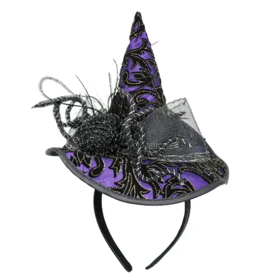 Purple & Black Brocade Spider Witch Hat Headband by Celebrate It™ {1}