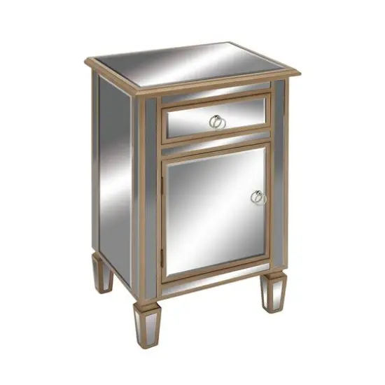 Beige Mirror Glam Cabinet, 30" x 19" x 15" {1}