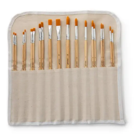 Long Handle Gold Synthetic Paintbrush Set By Artist's Loft&reg; Necessities&trade; {1}