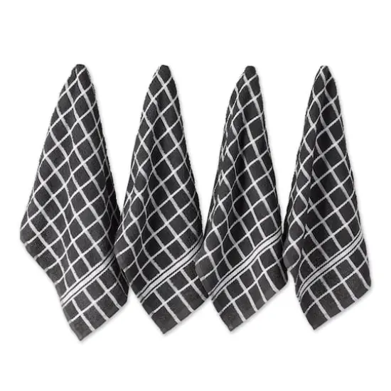 DII&reg; Solid Windowpane Terry Dishtowels, 4ct. Mineral Gray {1}
