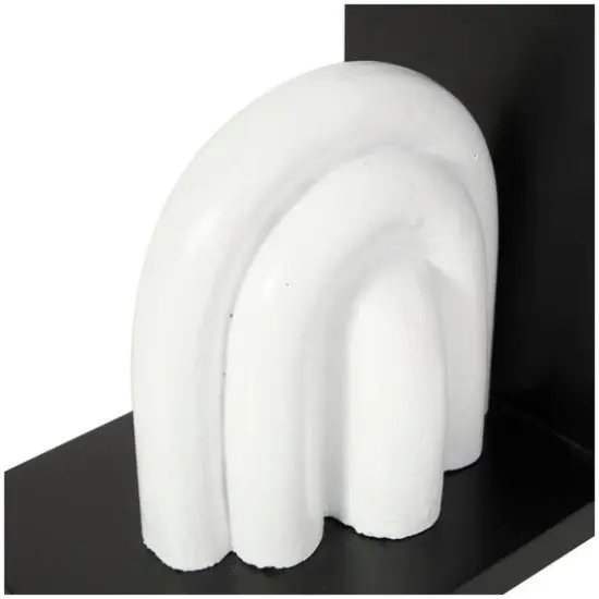 7" White MDF Abstract Layered Arched Bookends with Black Stands Set {5}