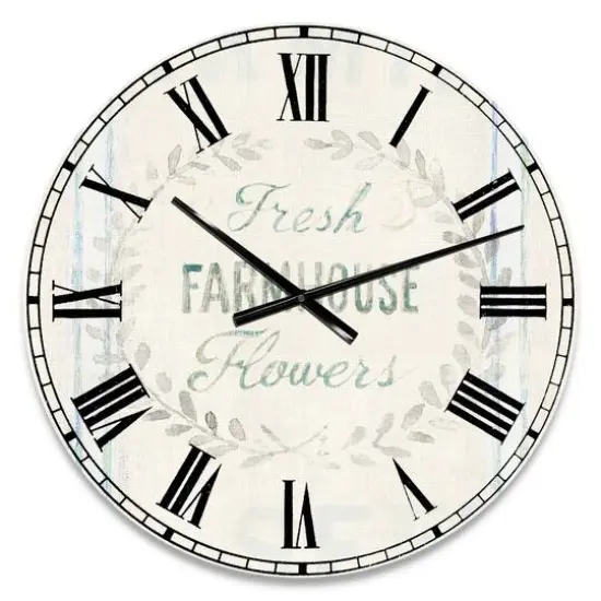 Designart 'Farmhouse Florals Viii Farmhouse Wall Clock {1}