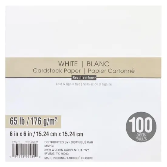 White 6" x 6" Cardstock Paper by Recollections&trade;, 100 Sheets {4}