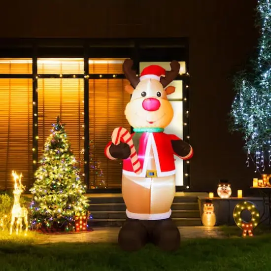Glitzhome&reg; 8ft. LED Inflatable Reindeer {3}