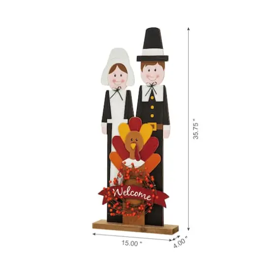 Glitzhome&reg; 36" Thanksgiving Pilgrim Couple Porch D&eacute;cor {4}