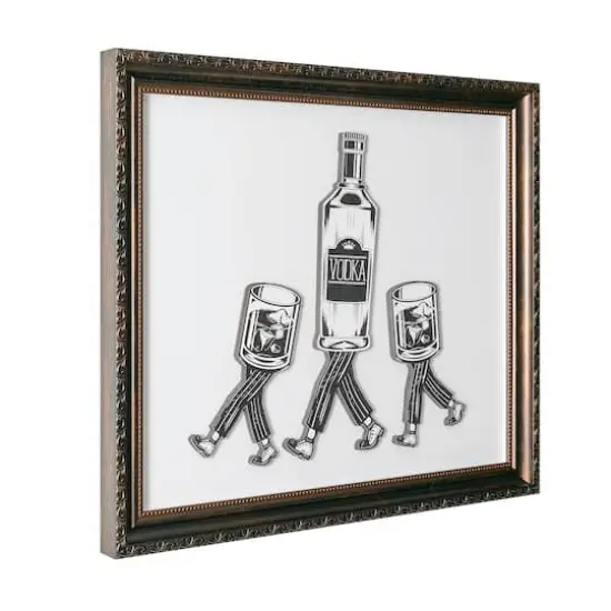 American Art Decor Leggy Beverage Printed Glass Framed Wall Decor {1}