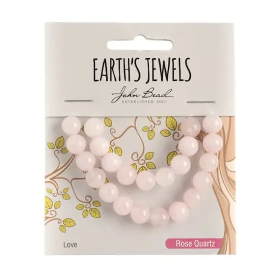 John Bead Earth's Jewels Natural Stone Round Beads, 8mm Rose Quartz {3}