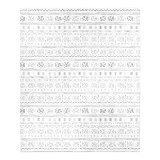 Gray Mudcloth Sherpa Fleece Blanket {1}