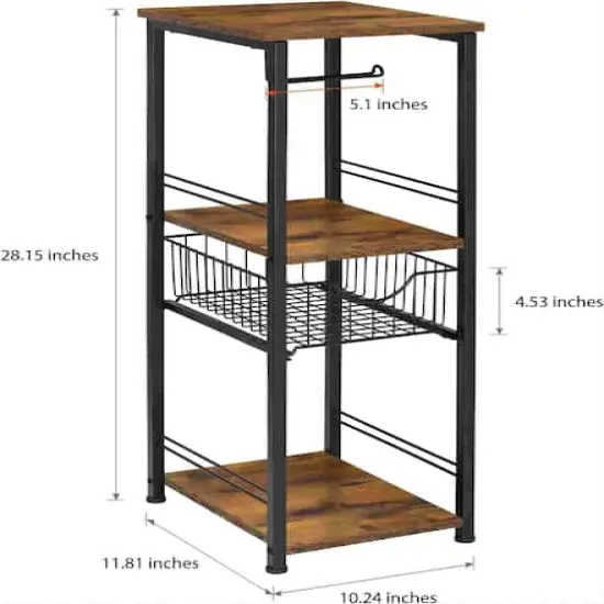 NEX&trade; 28" Freestanding 3-Tier Storage Shelf with Basket Drawer & Toilet Paper Holder {3}