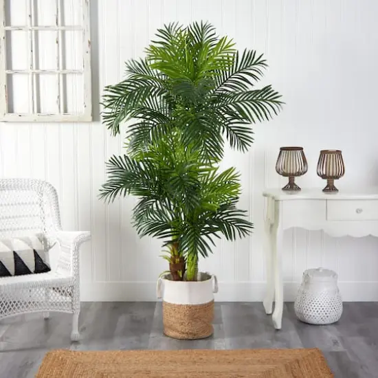 6ft. Hawaii Artificial Palm Tree in Handmade Natural Jute and Cotton Planter {4}