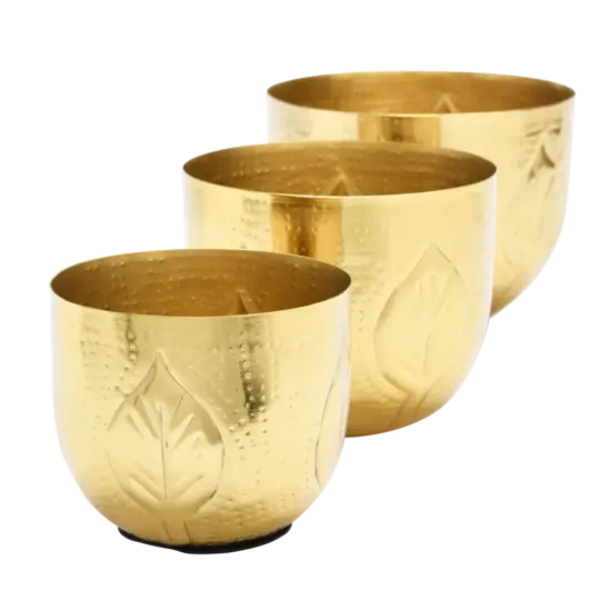 Hello Honey&reg; Antique Gold Debossed Metal Planter Set {7}