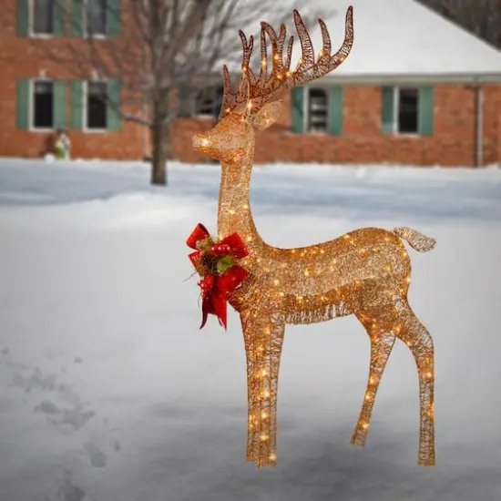 48" Champagne Standing Reindeer, Mini Clear LED Lights {3}