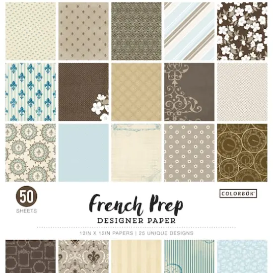 Colorbok® French Prep Designer Cardstock Paper Pad, 12" x 12" {1}