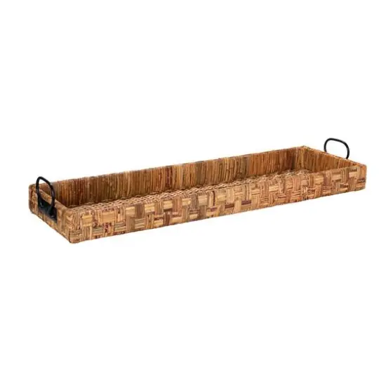 Hello Honey&reg; 3ft. Decorative Rattan Tray with Metal Handles Brown {1}