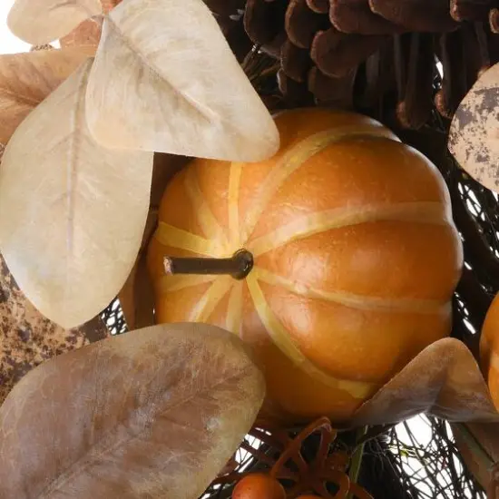 30" Autumn Pine Nut Teardrop Swag {4}