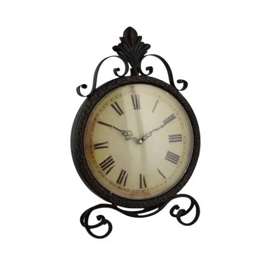 17" Brown Metal Rustic Clock {4}