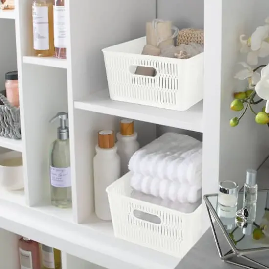 Simplify Slide Stack It Storage Tote Baskets, 2ct. White {7}