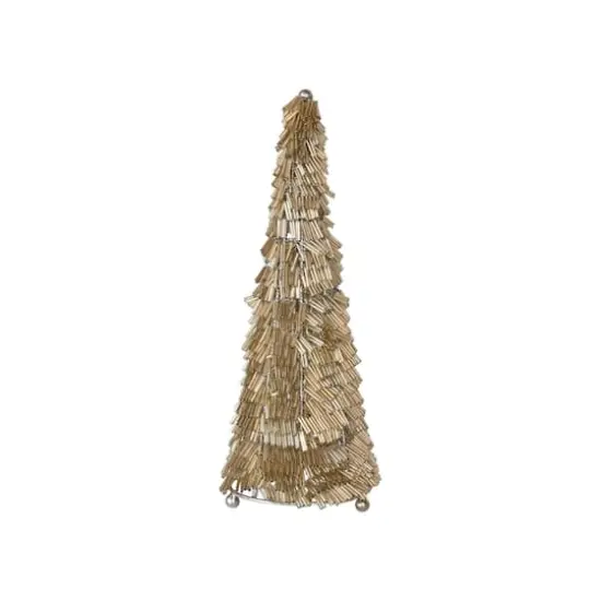 Hello Honey® 10.75" Gold & Nickel Wire & Glass Beaded Christmas Tree {1}