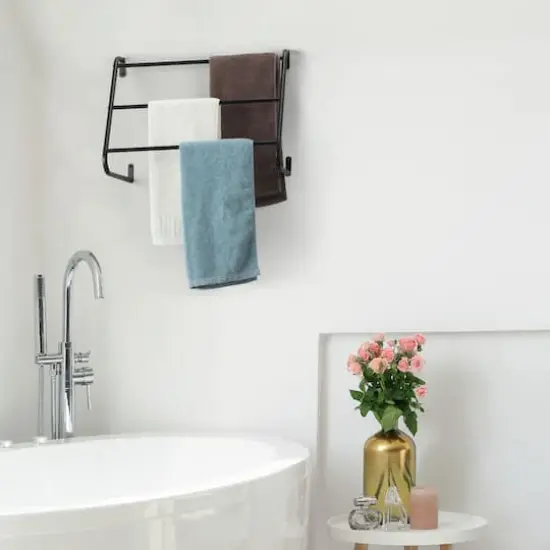 NEX&trade; 3-Tier Black Wall Mounted Towel Bar Rack {6}