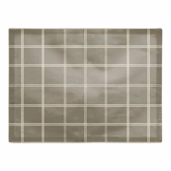 Taupe & White Check Cotton Twill Placemat {1}