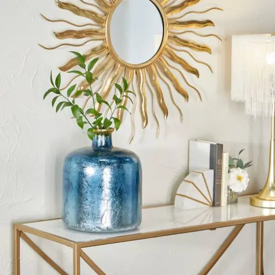 Blue Glass Coastal Vase, 12" x 10" x 10" {8}