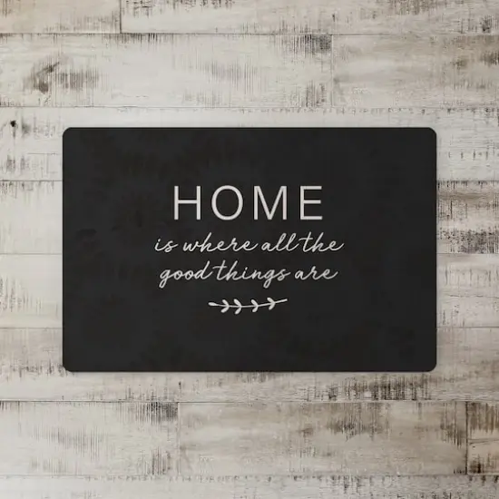 Black Home Is Where the Good Things Are Floor Mat, 18" x 27" {3}