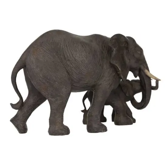 14" Dark Brown Eclectic Elephant Sculpture {6}